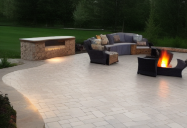 Stamped Concrete Patio With Fire Pit Ideas