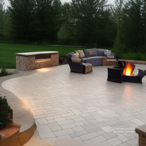 Stamped Concrete Patio With Fire Pit Ideas